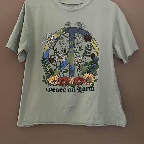 Awake Peace on Earth Cotton T shirt Medium - Picture 1 of 4